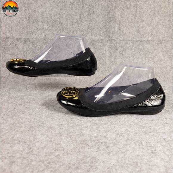 Tory Burch Caroline Ballet Flats Black Leather Round Toe Slip-On Women's Sz 7M - Picture 4 of 15
